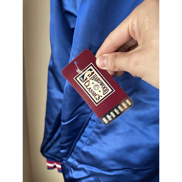NWT Mitchell & Ness Hardwood Classics Blue Satin Philadelphia 76ers Jacket XL - Picture 6 of 9